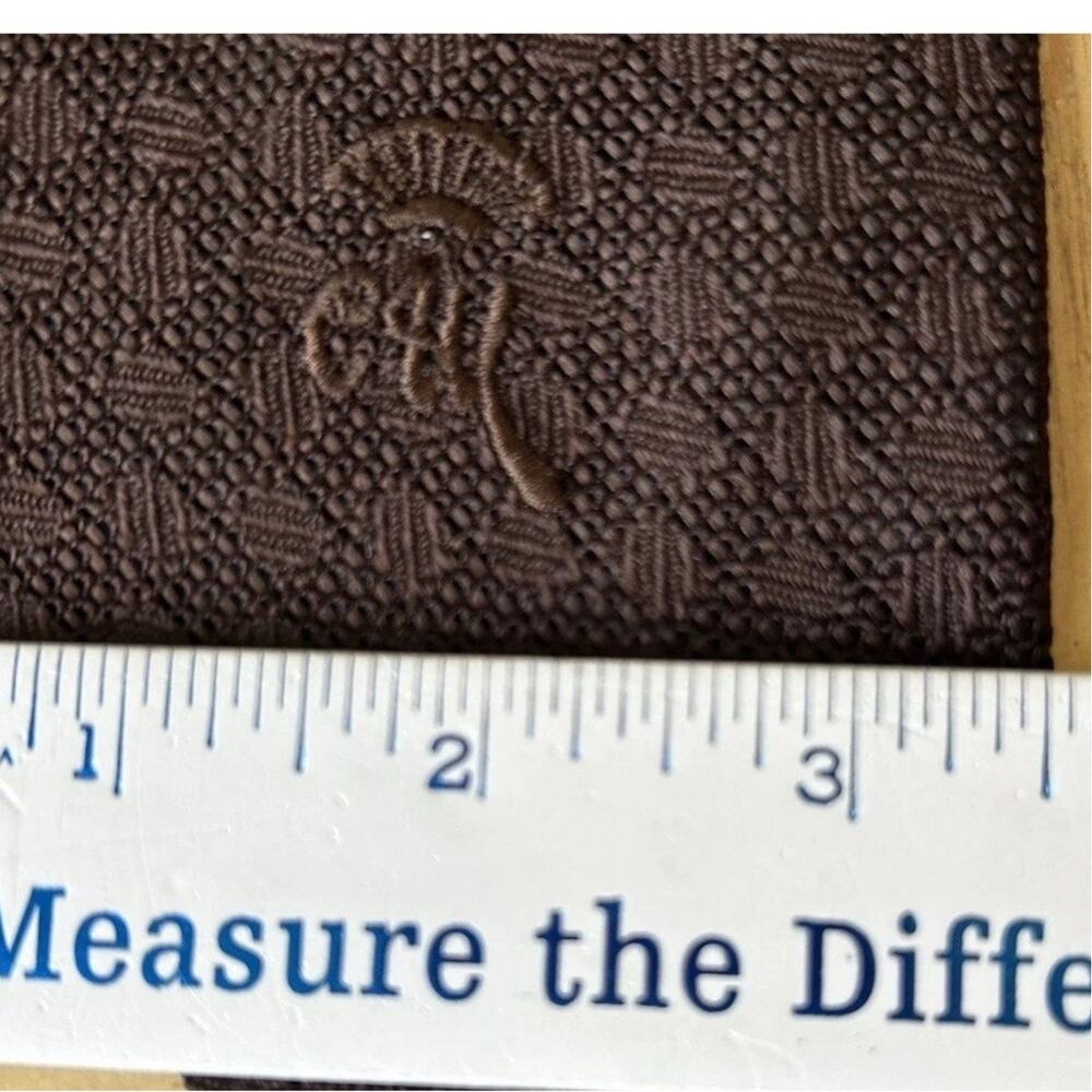 VTG chocolate brown silk tie Countess Mara Mocha embroidered Logo Textured